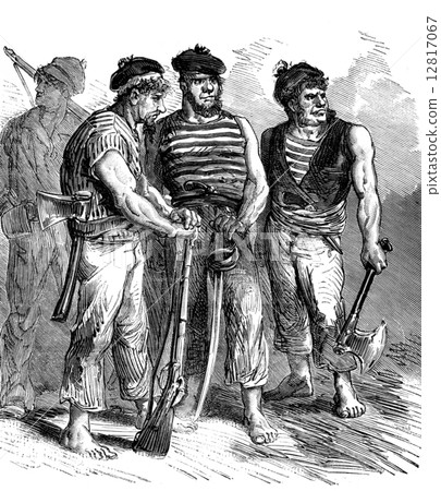 Bandits of the sea. Rough fellows with broad shoulders, vintage Bandits of the sea. Rough fellows with broad shoulders, vintage 12817067