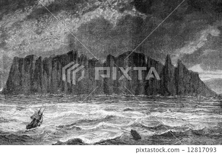 North Cape, vintage engraving. 12817093