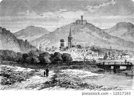 Eisenach, vintage engraving. Eisenach, vintage engraving. 12817165
