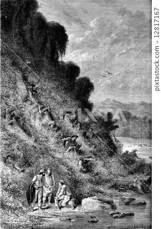 Scene of looting, vintage engraving 12817167