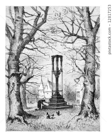 Pillory of Braine-le-Chateau, vintage engraving Pillory of Braine-le-Chateau, vintage engraving 12817253