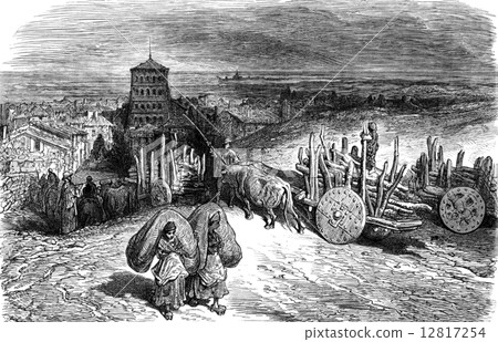 Sahagun (Leon province), vintage engraving. 12817254