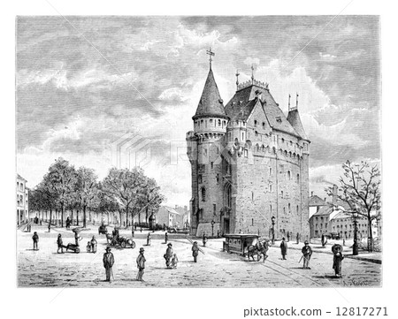 Porte de Hal, vintage engraving 12817271