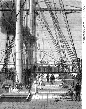 The Bridge on the Zenobia, starting from Goree, vintage engravin 12817276