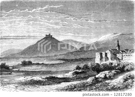 The castle of Landsberg and Werra, vintage engraving. The castle of Landsberg and Werra, vintage engraving. 12817280