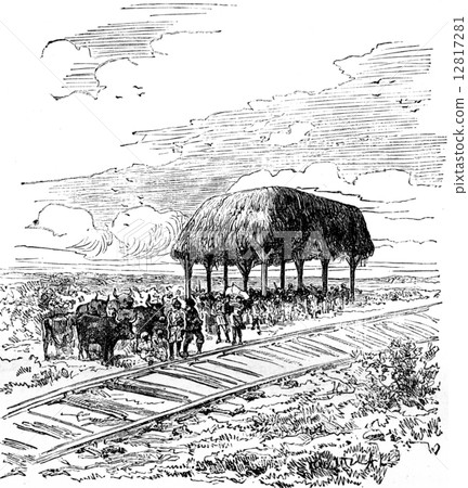Travel M. de Lesseps. First station of the railway between Savan Travel M. de Lesseps. First station of the railway between Savan 12817281