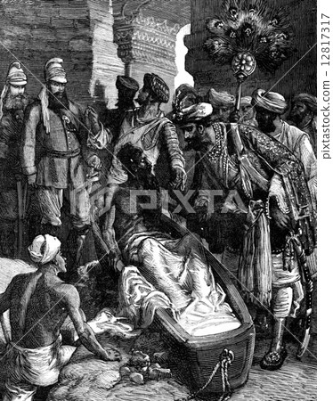 Buried alive. We finally locked in a cedar wood, vintage engravi 12817317