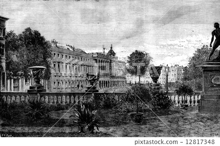 Picturesque Belgium. Castle of Laeken, vintage engraving. Picturesque Belgium. Castle of Laeken, vintage engraving. 12817348