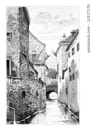The Thines in Nivelles, Belgium, vintage engraving The Thines in Nivelles, Belgium, vintage engraving 12817376