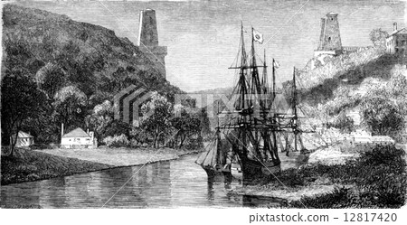 View of the Avon, Bristol, vintage engraving. View of the Avon, Bristol, vintage engraving. 12817420