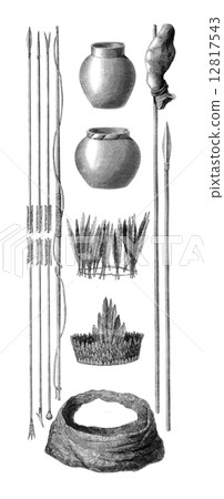 Weapons, pottery, implements, instrument and toiletries to use S 12817543