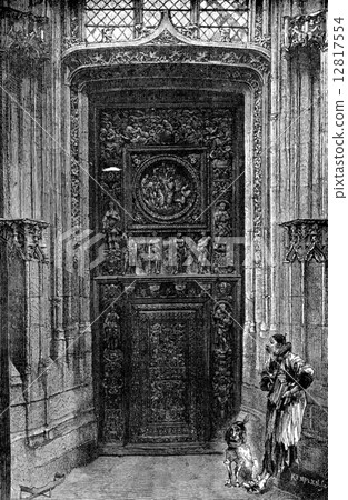 Church of St. Maclou. Door on the left side of the street Malpal 12817554