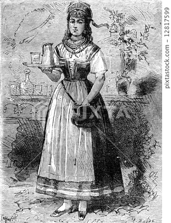 Foedora grows into a beautiful girl, vintage engraving. Foedora grows into a beautiful girl, vintage engraving. 12817599