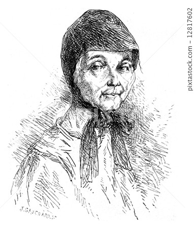 Sister Mary recluse Solovetsky. vintage engraving. 12817602