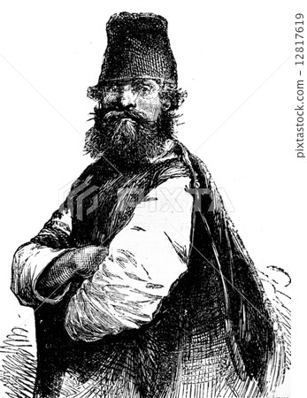 Peasant of Smolensk, vintage engraving. 12817619