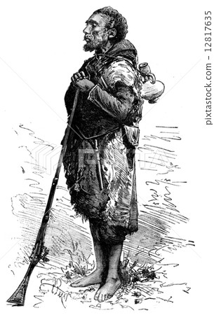 Tunisia. Kroumir a warrior, vintage engraving. 12817635