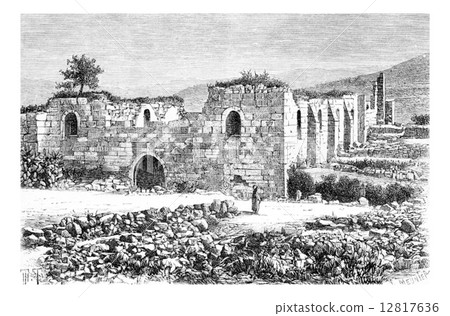 Cathedral of Saint John the Baptist in Samaria, Israel, vintage Cathedral of Saint John the Baptist in Samaria, Israel, vintage 12817636