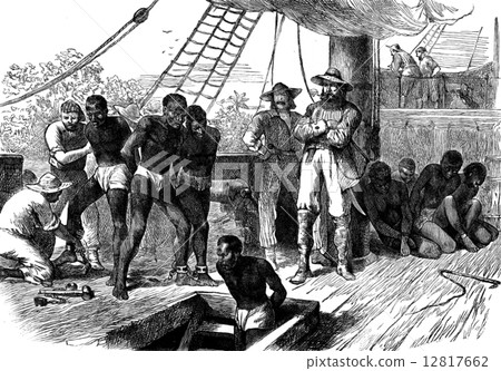 Slavery in Africa. The Treaty, vintage engraving. 12817662