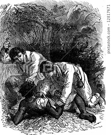 Dramas of India. The dagger in his hand and arm up, vintage engr Dramas of India. The dagger in his hand and arm up, vintage engr 12817671