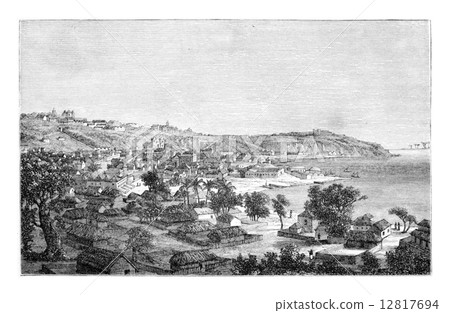 Luanda in Angola, Africa, vintage engraving 12817694