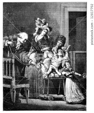 The Happy Family drawing by Pauquet, based on Debucourt. 12817702