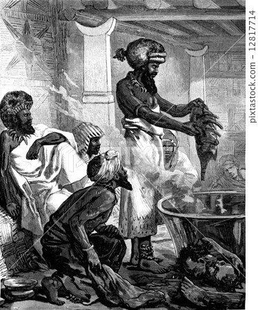 Fijian cannibals. These huge pots contain human flesh, vintage e Fijian cannibals. These huge pots contain human flesh, vintage e 12817714