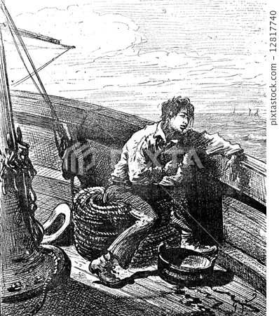 Robinsons of Guyana. The Parisian was seasick, vintage engraving 12817740