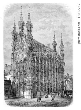 Leuven Town Hall, vintage engraving 12817767