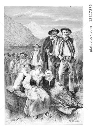 Podhales of the Tatra Mountains, Poland, vintage engraving 12817876