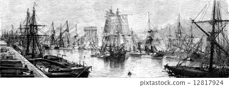 The basins of Newport, vintage engraving. The basins of Newport, vintage engraving. 12817924