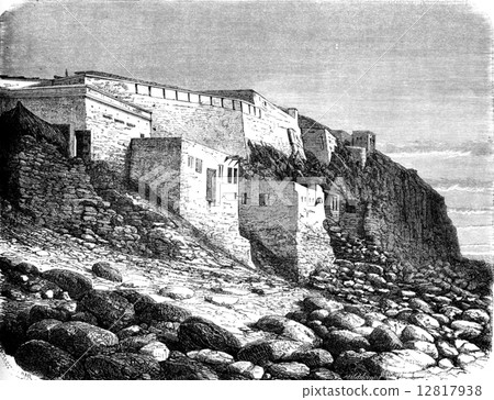 Fort Goree, vintage engraving. 12817938