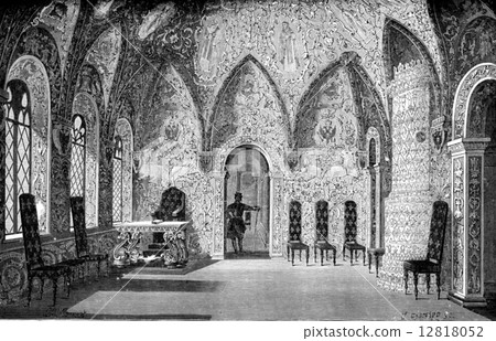 A room of Terem, Moscow, vintage engraving. 12818052