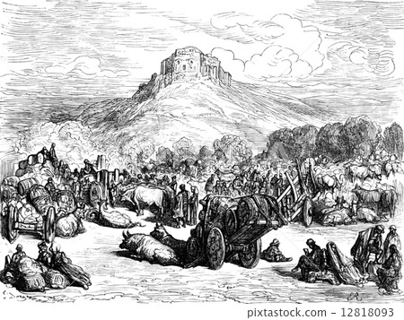 The hermitage del Cristo del Otero, press Palencia, vintage engr 12818093