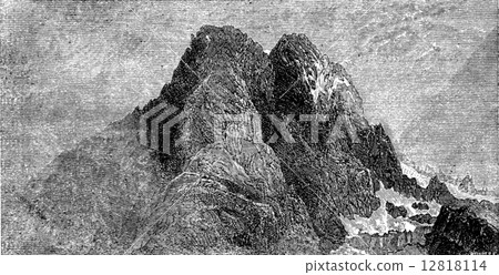 The Grand in Pelvoux Vallouise, vintage engraving. The Grand in Pelvoux Vallouise, vintage engraving. 12818114