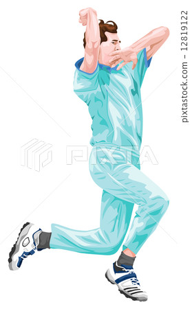 Vector of cricket bowler in action. Vector of cricket bowler in action. 12819122