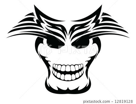 Human skull tattoo, vintage engraving. 12819128