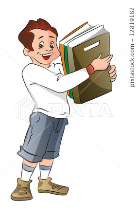 Man Holding Record Books, illustration Man Holding Record Books, illustration 12819182