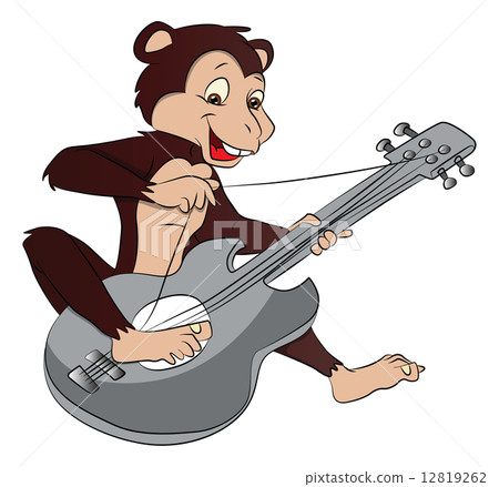 Vector of monkey playing guitar. 12819262