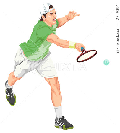 Vector of tennis player hitting the ball. Vector of tennis player hitting the ball. 12819394