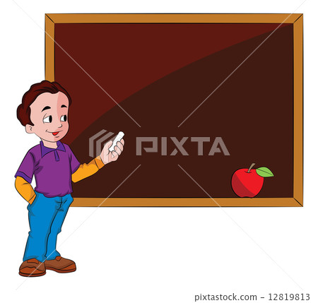 Man Using a Chalkboard, illustration Man Using a Chalkboard, illustration 12819813