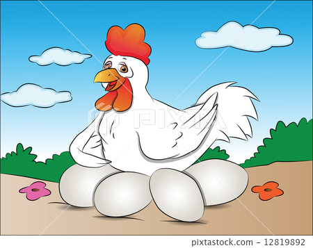 Vector of hen with eggs. Vector of hen with eggs. 12819892