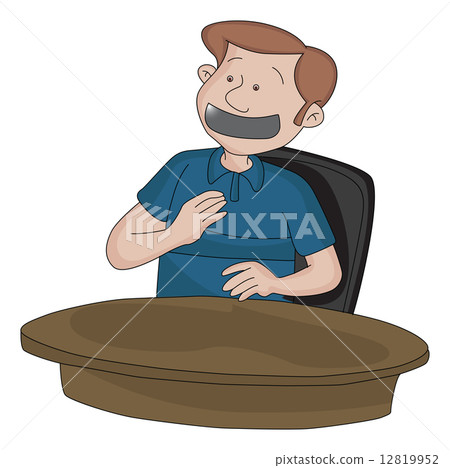Vector of a man with duct tape on mouth. 12819952