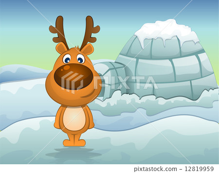 Reindeer in Winter, illustration 12819959