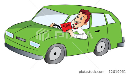 Vector of man driving car and showing rap sign. 12819961