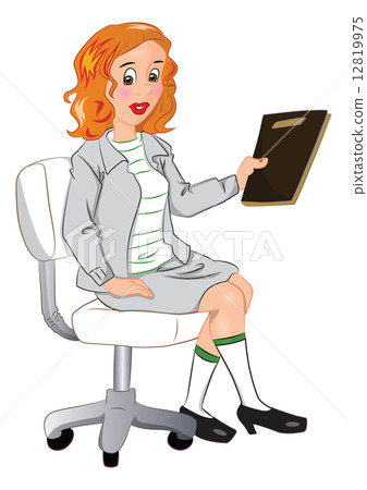 Vector of businesswoman holding a file. 12819975