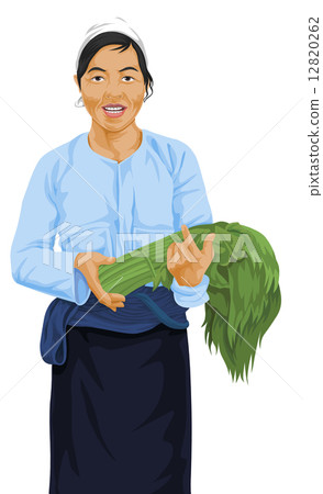 Vector of woman holding fresh vegetable. Vector of woman holding fresh vegetable. 12820262