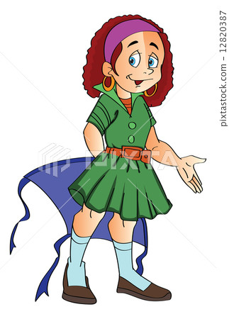 Girl with a Kite, illustration 12820387