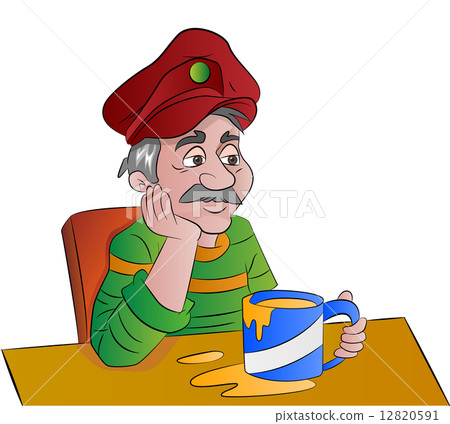 Man with a Cup of Drink, illustration 12820591