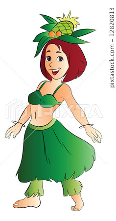 Girl in Hawaiian Costume, illustration 12820813