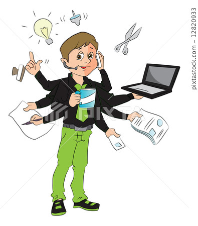 Vector of man multitasking in the office. Vector of man multitasking in the office. 12820933